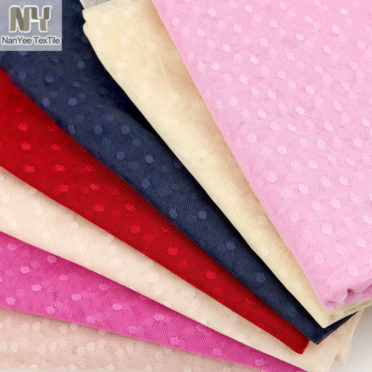 トレンディな通気性軽量小さなラウンド水玉ネットレースチュールメッシュ生地ソフトな質感