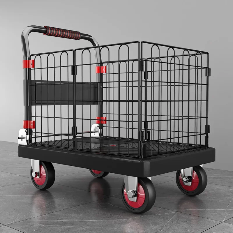Fence Flatbed Cart Folding Silent Trolley Pull Trolley Handling Four-wheeled Small Trailer Small Pull Truck
