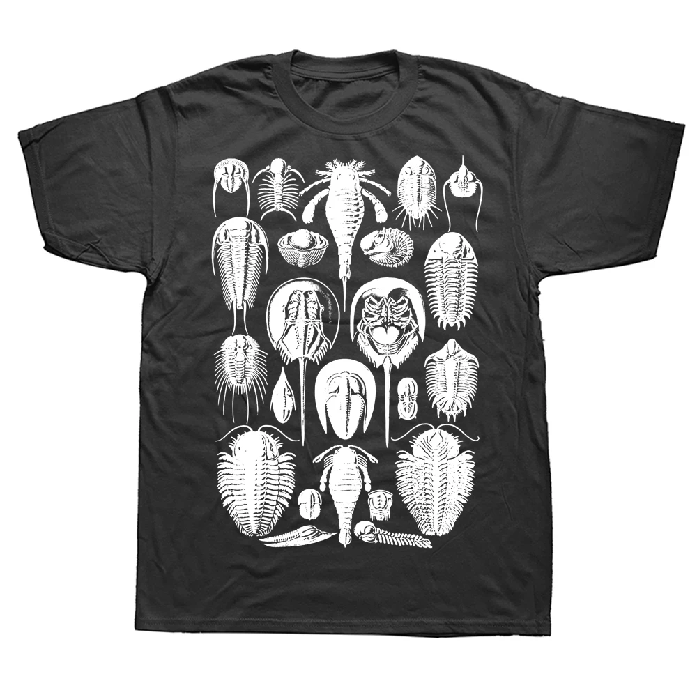 Novedad impresionante camiseta de cuello redondo Trilobites negros de Haeckel fósiles geología nuevas mujeres manga corta geólogo camiseta personalidad