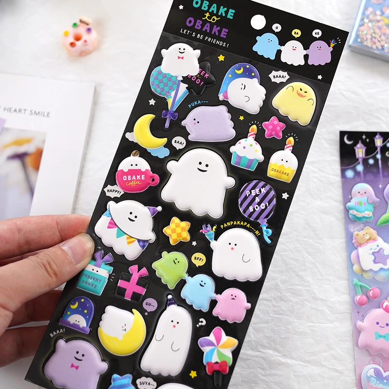 Kawaii Unicorn Bear Noctilucent Ghost 3D Puffy Stickers Scrapbooking Diy Journal Stationery Sticker Cute Deco Art Supplies Gift