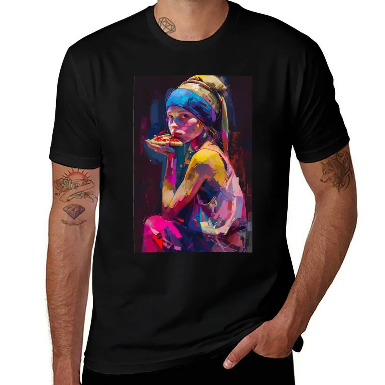 

The Girl With The Pizza T-Shirt funny gifts cotton graphic tees summer top clothes for men