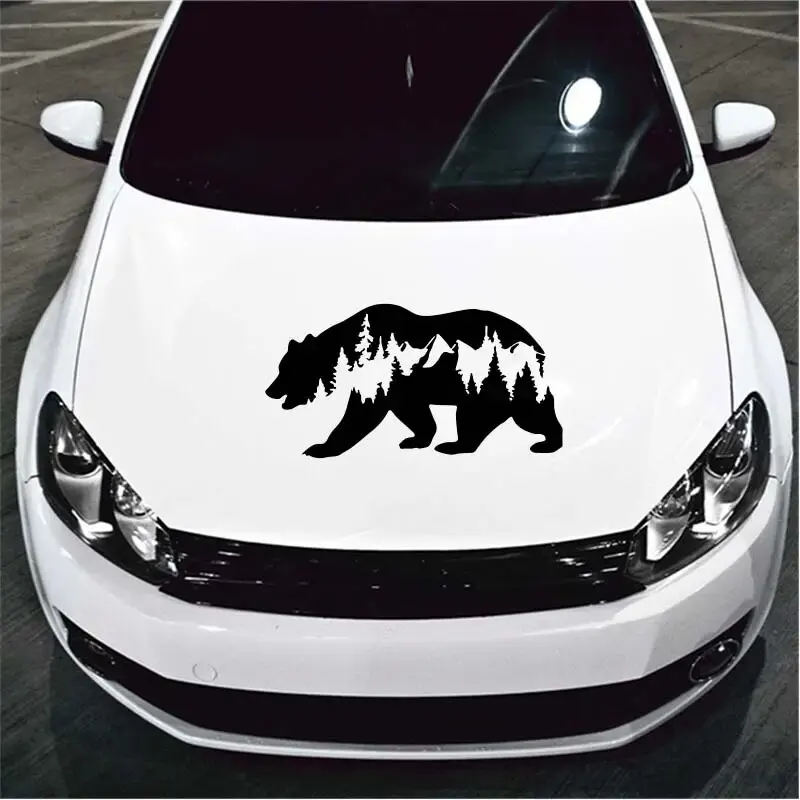 Creative Bear & woods Stickers，White and Black，For Cars, Trucks, Walls, Motorcycles & laptops