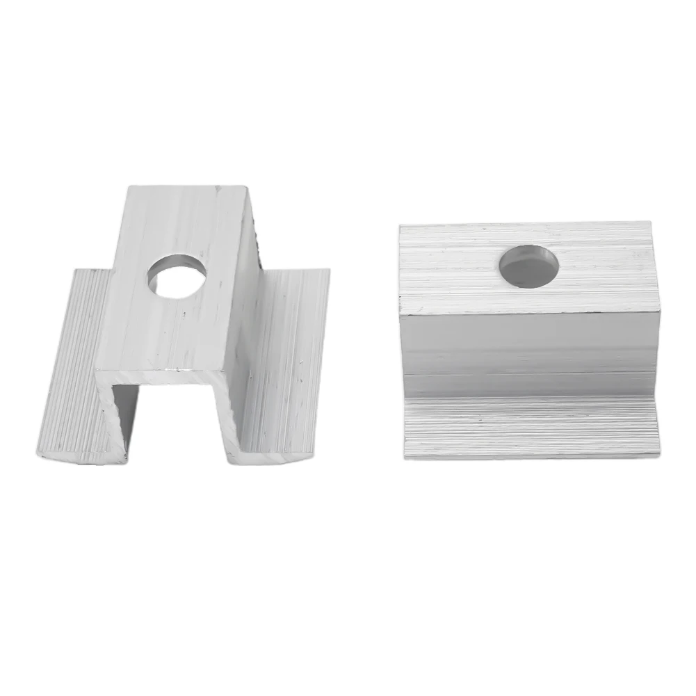 Home Solar Middle Clamp Solar Power Tools Solar Access 10Pcs For Frame Height 25 50MM Silver Solar Middle Clamp