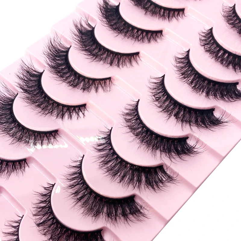 New 10 Pairs 3D Faux Mink False Eyelashes Natural Messy EyeLashes Crisscross Wispy Fluffy Lashes Extension Makeup Fake Eyelashes