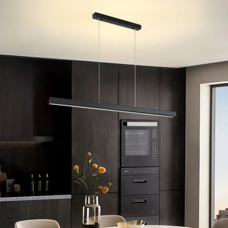 

Modern Bar Straight Led Pendant Lights Painted Aluminium Liner Hanging Lamp Suspend Chandelier Light Minimalism Home Lamparas