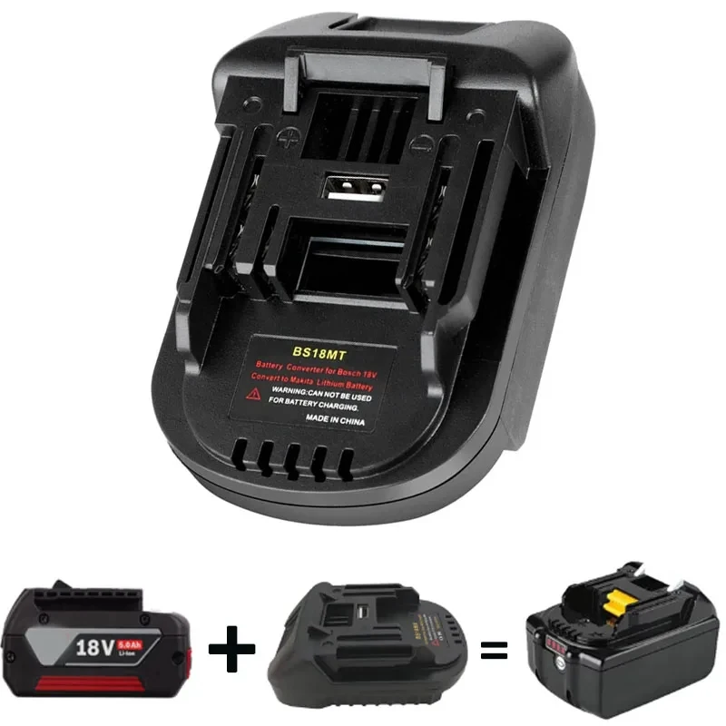 

BS18MT Battery Adapter Converter USB For Bosch 18V BAT619G/620 Batteries Convert To For Makita 18V BL 1860 Lithium Battery