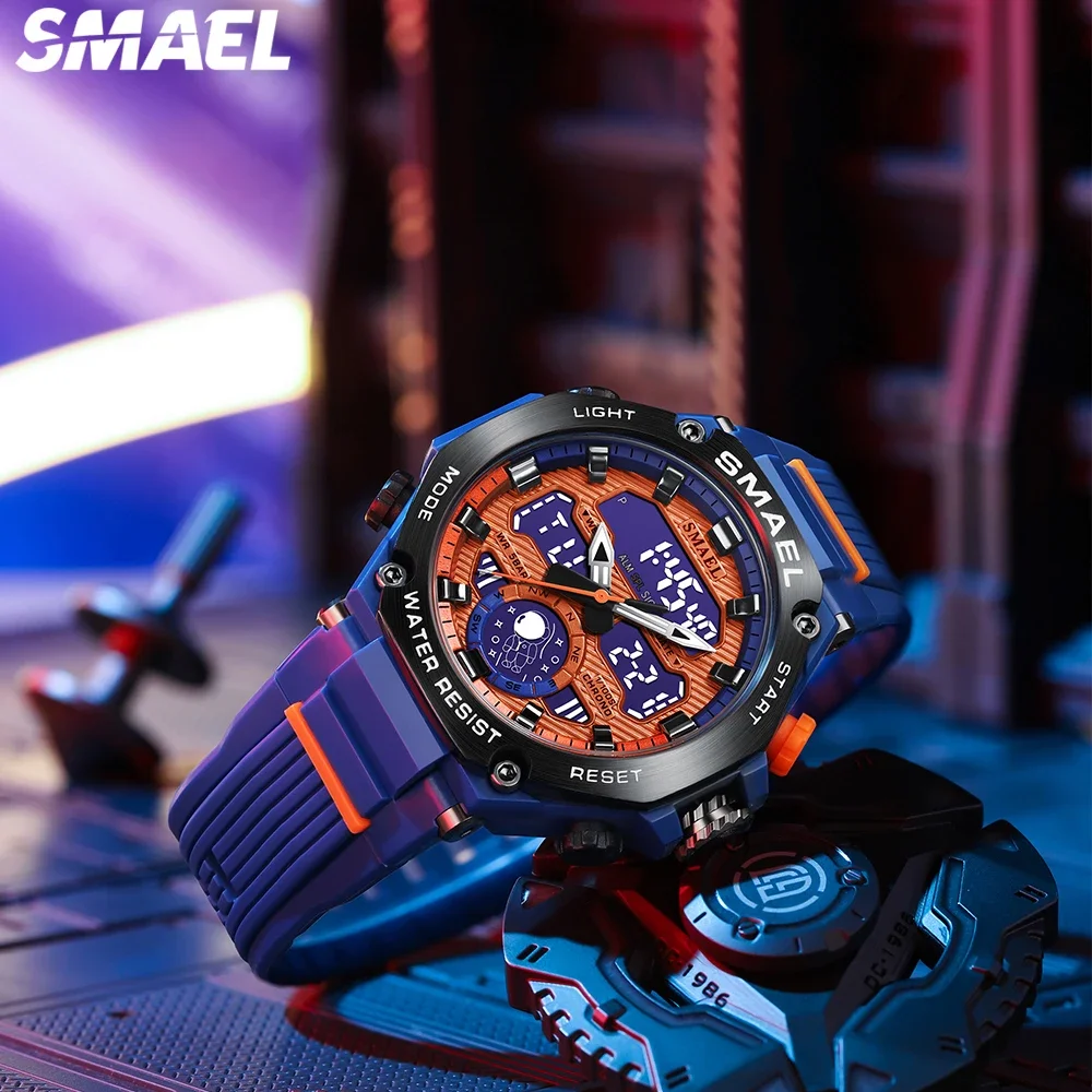 SMAEL 8069 Versatile Dual Display Electronic Watch Astro Alloy Multi functional Student Watch for Leisure Sports