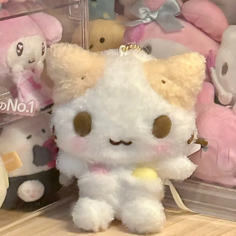 만화 마시우마로 푹신한 고양이 인형 키체인 귀여운 산리오 푸와 니앙코 고양이 마시멜로 새끼 고양이 인형 키링 선물