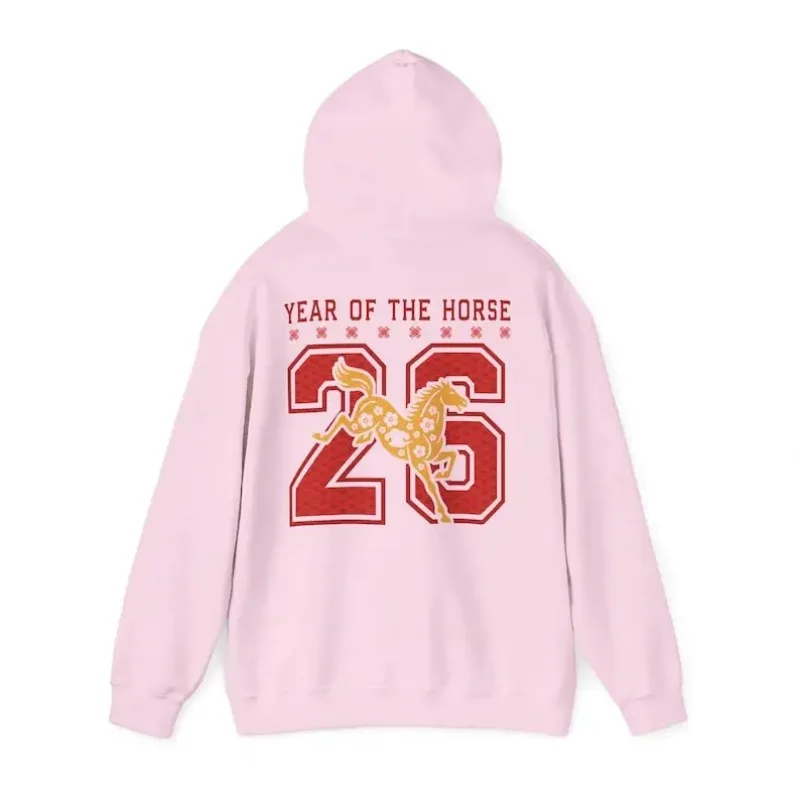 Felpa con cappuccio abbinata anno del cavallo Capodanno lunare 2026 Abito da festa cinese Abbigliamento con cappuccio estetico con lettera universitaria vintage