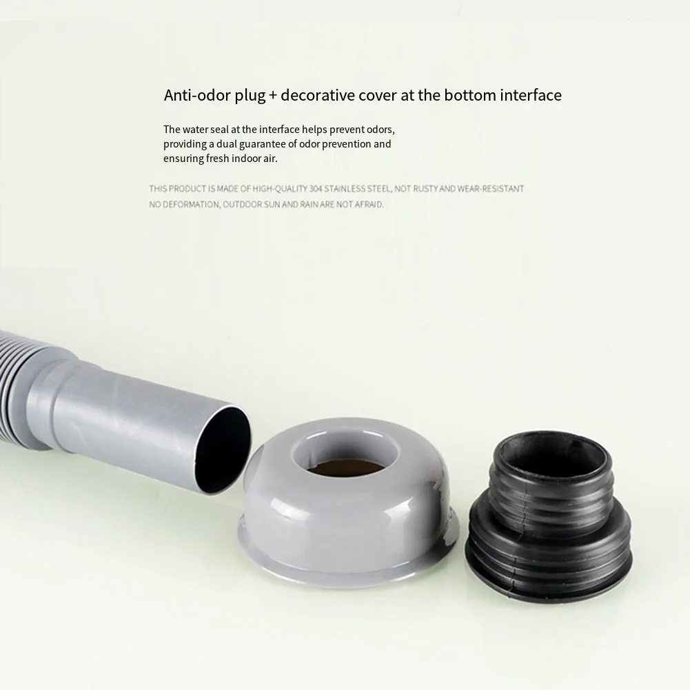 Plastic Bathtub Drain Fittings 80cm Flexible Gray for proof Design with Spring Loaded Seal for Standard Drain Pipes