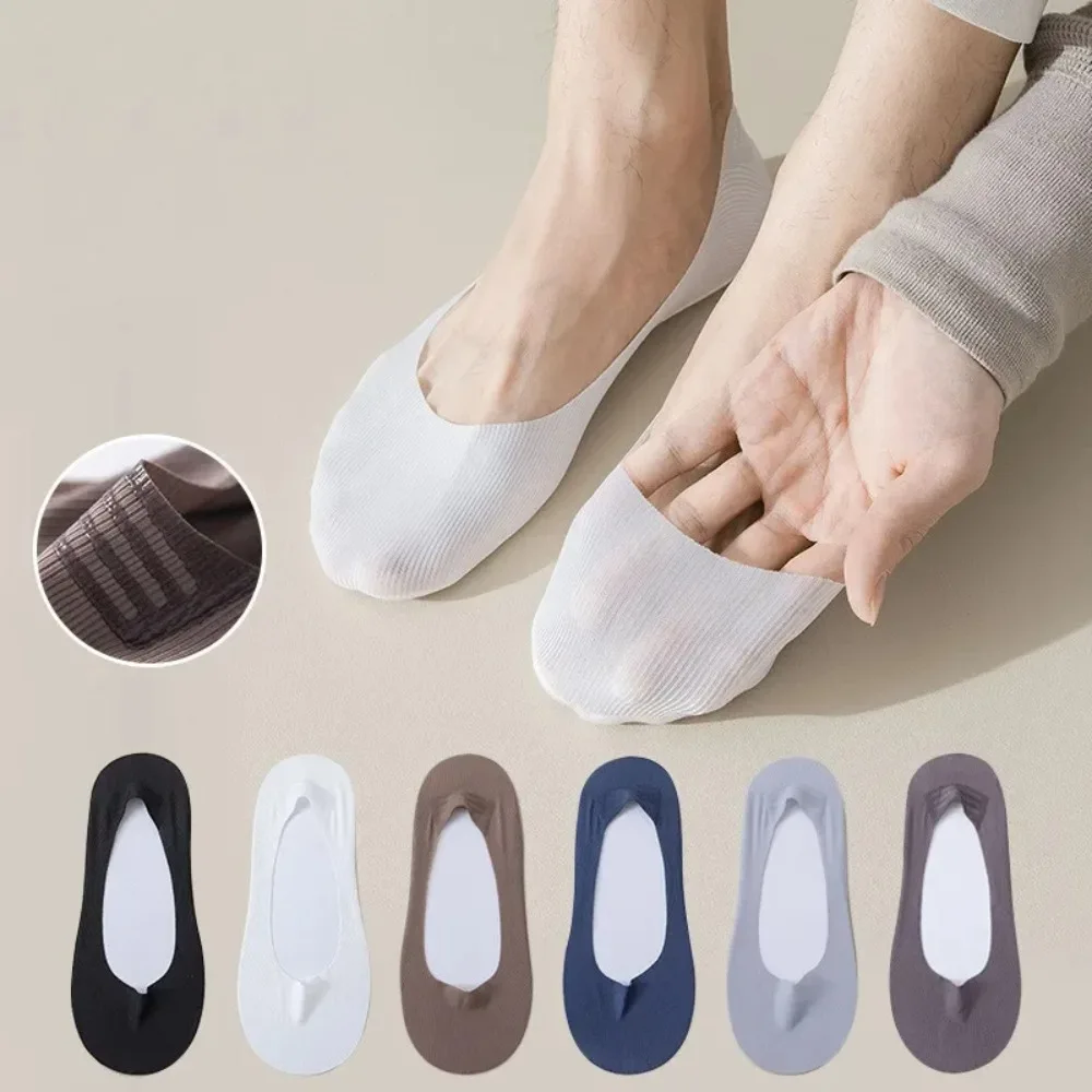 Men‘s Invisible No Show Socks Summer Breathable Low Cut Ankle Boat Socks Men Male Silicone Non-slip Sock Slipper Solid Color New