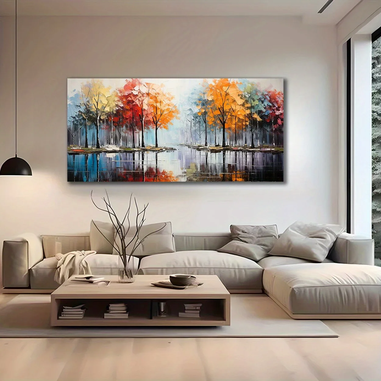 Large Scale Abstract Handmade Texture Painting, Landscape Abstract Oil Painting, Modern Mural Painting, Living Room Decoration