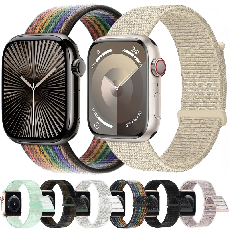 Nylon Loop Strap For Apple Watch Band 10 9 8 7 46mm 42mm 45mm 41mm Ultra2 49mm Comfortable Bracelet iWatch 6 5 SE 44mm 40mm Belt