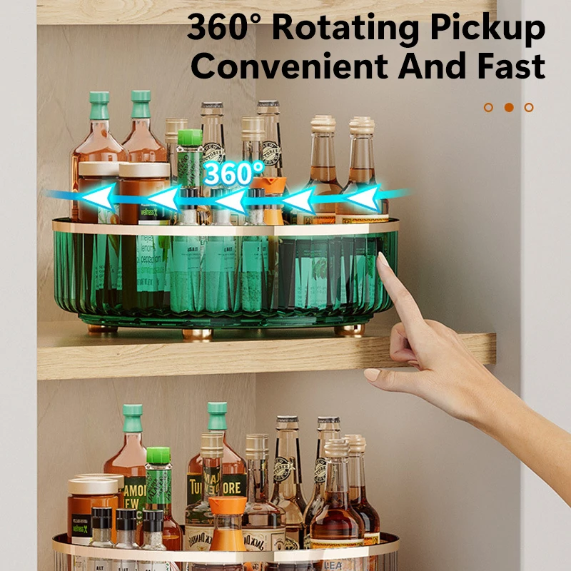 

360 ° Rotating Spice Rack Kitchen Organizer, Transparent Luxury Seasoning Bottle Holder, Fruit Snacks Cosmetic Storage Tray