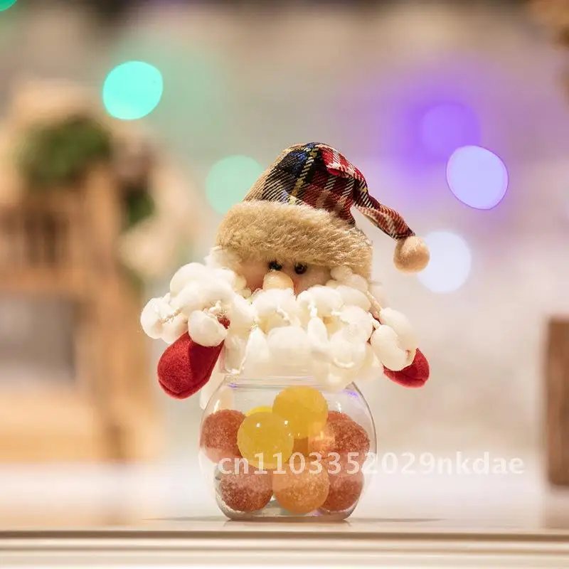 

Christmas Plaid Cartoon Candy Jar Decorative Gift Box round Five-Star Doll Creative Party Holiday Decoration