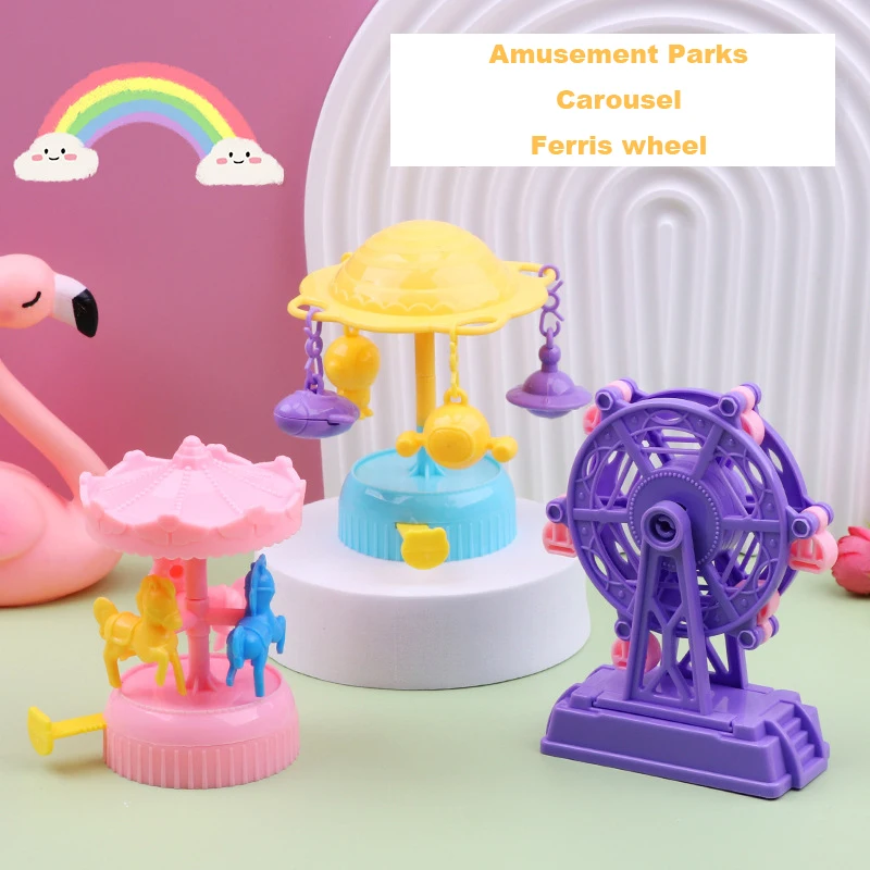 

1 Pcs Funny Hand Push Handheld Amusement Park Gears Carousel Ferris Wheel Toys Creative Desktop Toys Children Reward Gifts