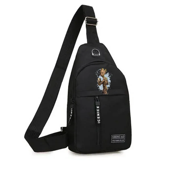 Cartoon Groot New Multifunctional Chest Bag Men's Trend Shoulder Bag Outdoor Sports Crossbody Travel Bag Korean Cycling Backpack