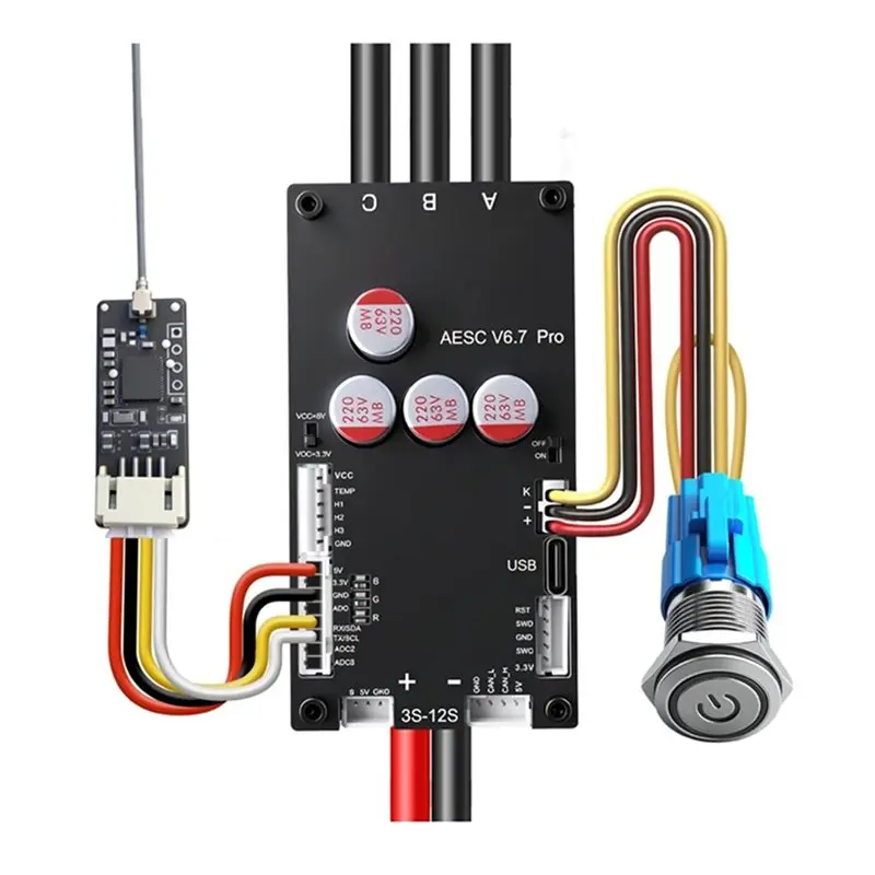 

Новый контроллер двигателя 2025 New-ESC V6BPRO BLDC FOC с защитой от искр, кнопкой питания и модулем Bluetooth для электроскейтбордов и самокатов DIY