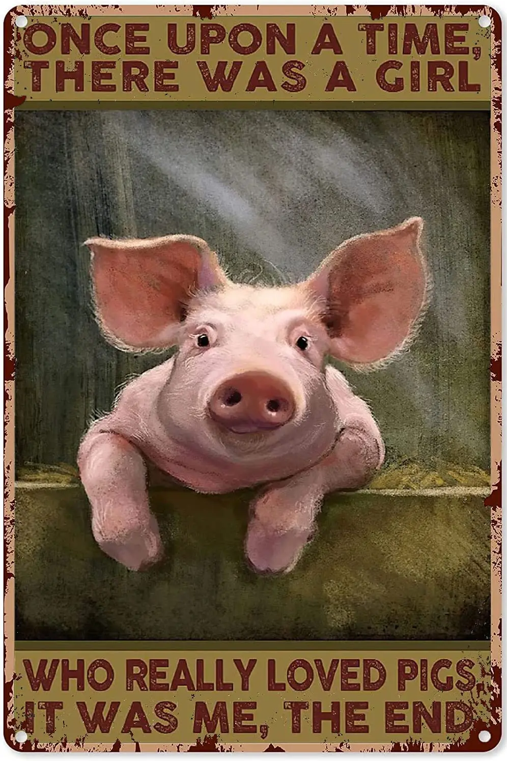 PAmerican Style Funny Vintage Pig com asas A hora é agora Poster Pig Decoração de casa rústica para festa Metal Sign Farmhouse ArtWall