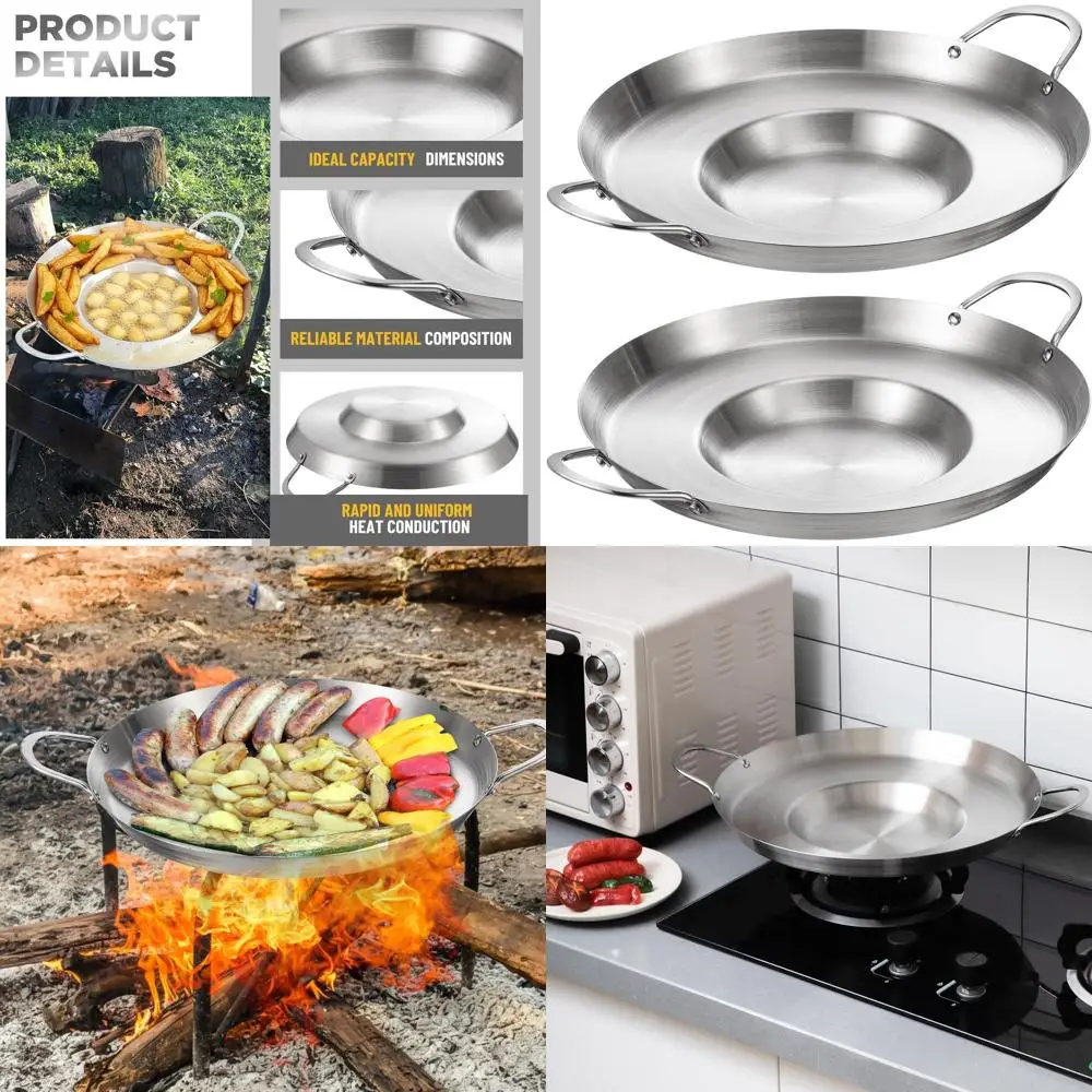 

2 Pcs Stainlmal rying Bowl Cookware 16 Inch Mexican Style Wok Inoxidable Concave OutdoStir ry Discada Pan or Outside Cooking