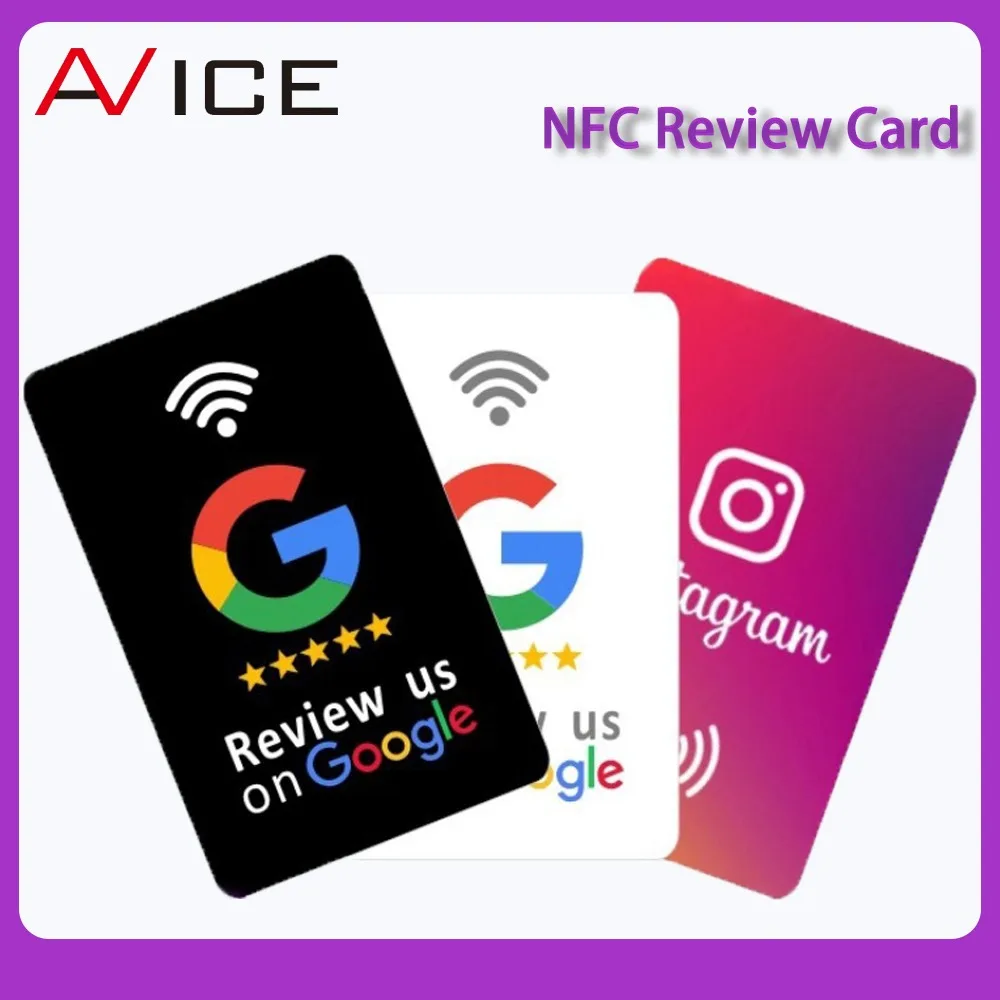 NFC Review Card NFC215 Acrylic Material for Google Review Card 13.56Mhz Waterproof Scratch Resistant Customer Feedback Customize