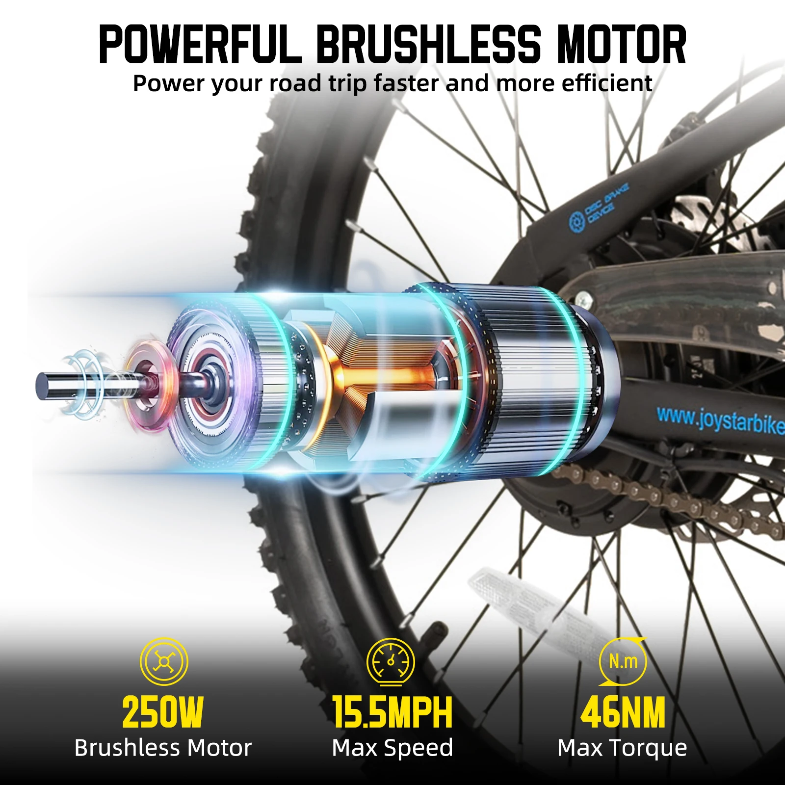 JOYSTAR Electric Mountain Bike for Kids 20"  Boys Girls Teens Ages 7+ with Removable Battery 250W Motor And Disc Brakes image 7