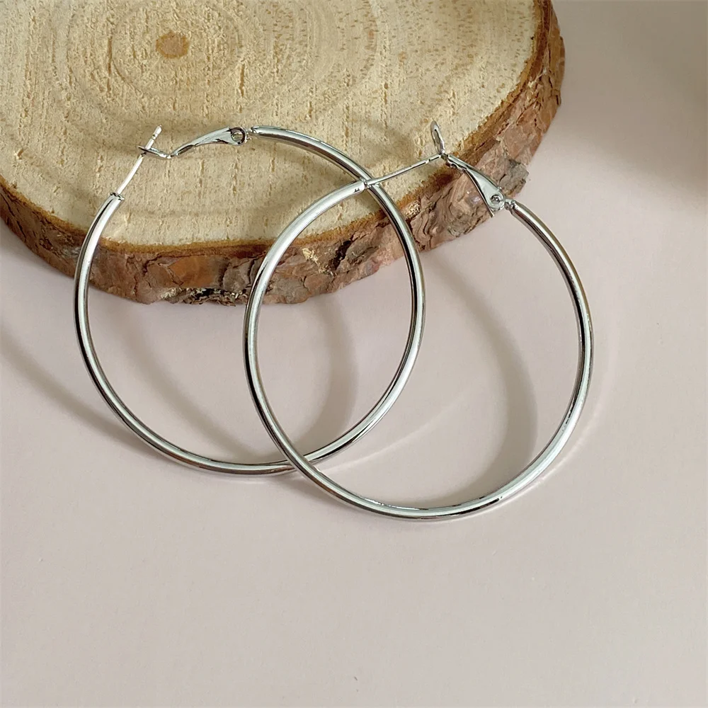 

Minimalism 5cm Plain Ring Exaggeration Large Women's Earrings Fashion Luxury Metal Earrings Rings Jewelry Accessories Gift