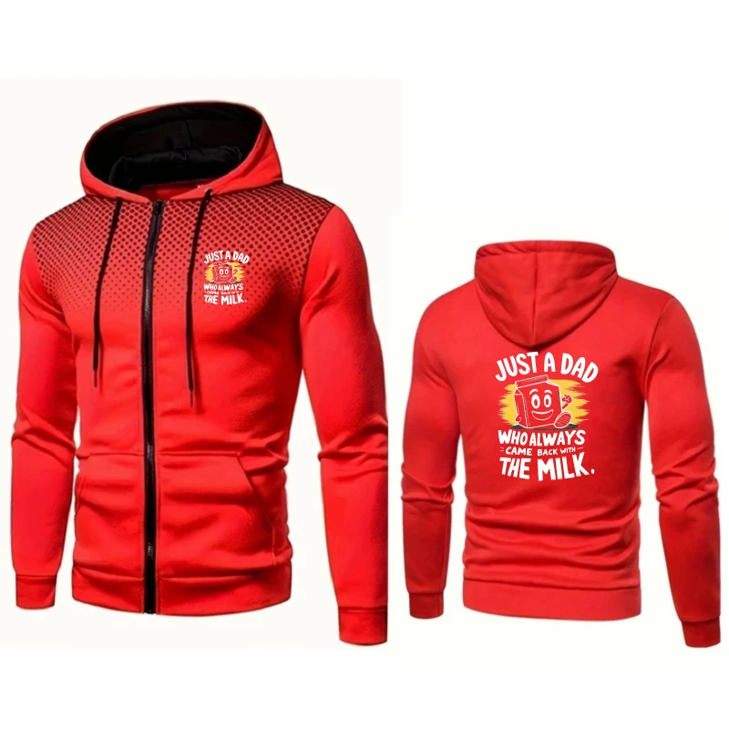 سترة رجالية بغطاء للرأس باللون الأزرق مجرد أبي يحصل على نمط مطبوع بالحليب ملابس خارجية غير رسمية كهدية لعيد الأب