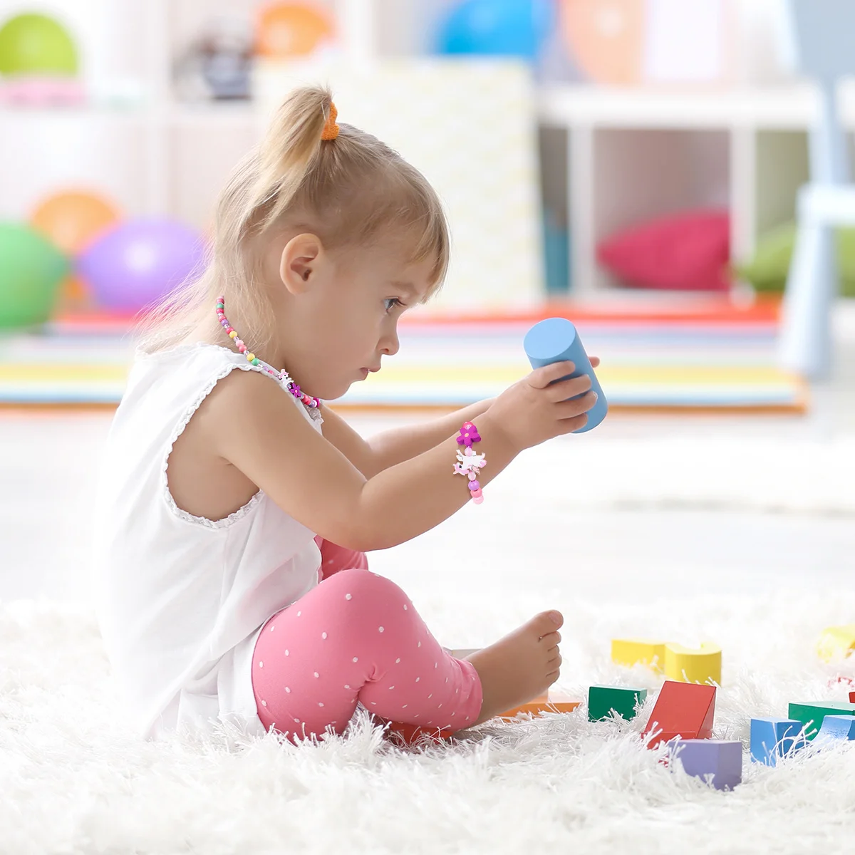 Деревянный красочный детский комплект украшений с единорогом, бусины, ожерелье, браслет, идеальный подарок на день рождения, рождественские аксессуары для девочек