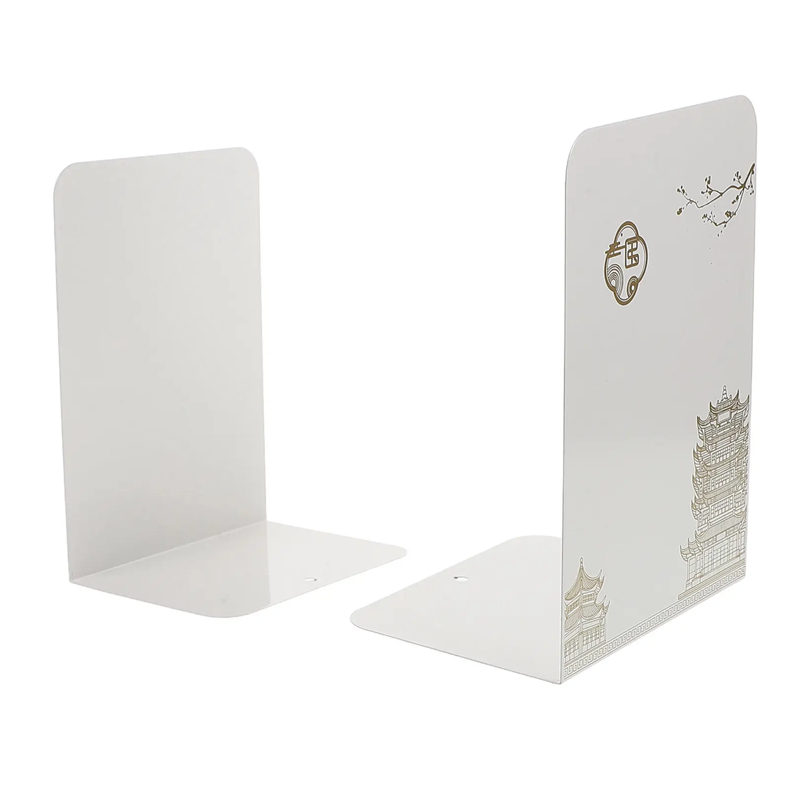 2Pcs Chinese Style Metal Bookends Creative Adjustable Angle Book Holder for Desk Reading Display Heavy Textbooks Organizer