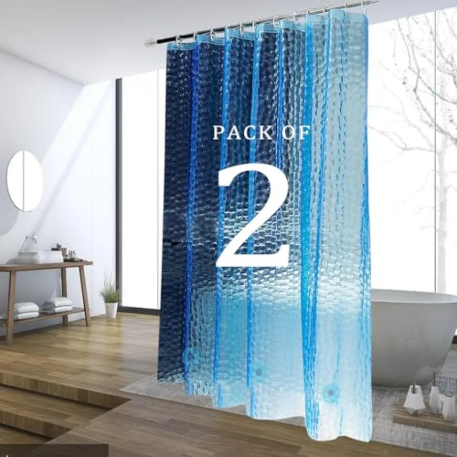 

Shower Curtain Liner, 2 Pack 100 Waterproof Eva Shower Curtains with 3 Duty Heavy Bottom Magnets and 12 Rust Proof Grommets, 72