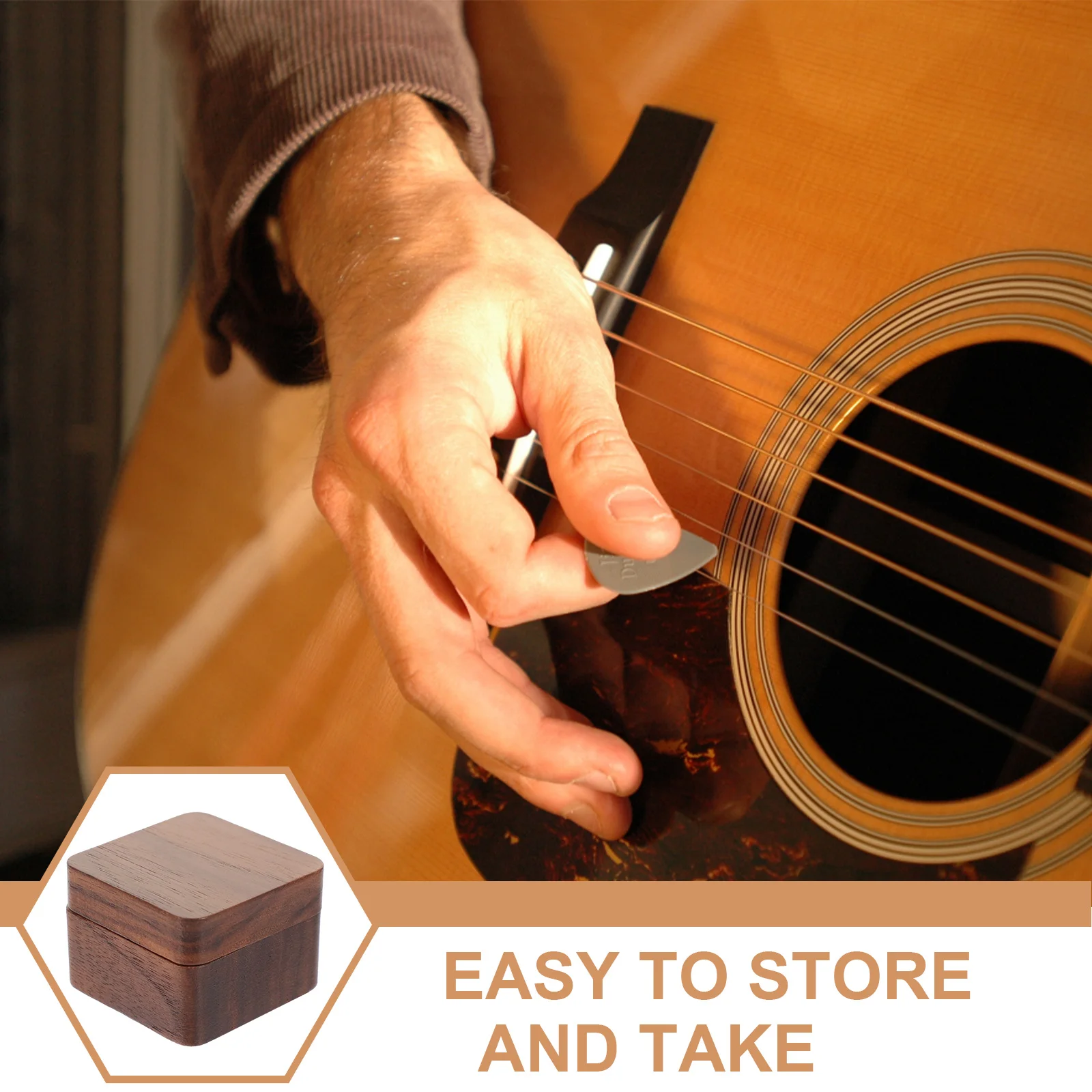 

Wood Guitar Picks Bulk Storage Box For Acoustic Electric Ukulele Bass Picks Variety Kit Thick Thumb Folk Guitar Accessories