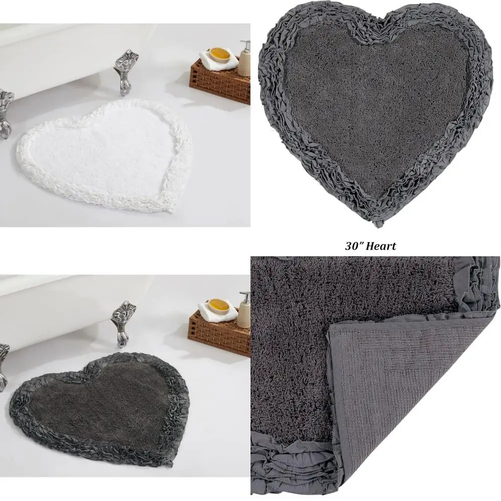 

cozy 30" heart-shaped cotton rugs - non-slip, washable, and water-absorbent for home entrance and bathroom