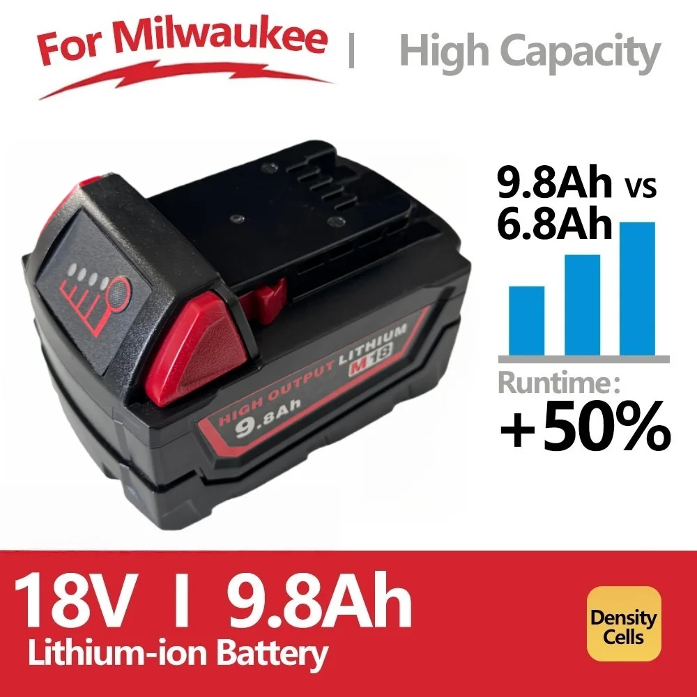 

For 18V Milwaukee 9.8Ah Replacement Lithium ion Battery M18 Power Tool Battery 48-11-1815 48-11-1850 48-11-1860 Z50