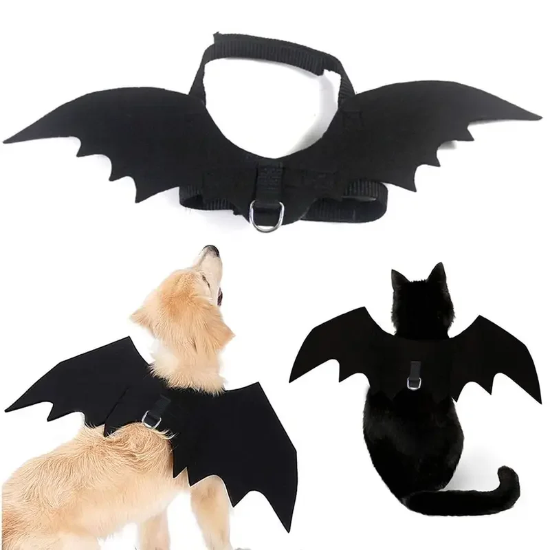 

Pet Halloween Bat Wings Cat and Dog Costume Party Dress Cool Kitten Puppy Costume Cosplay Prop with Leash Hole