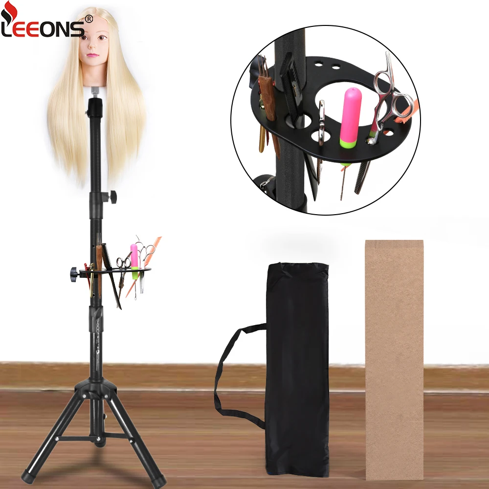 Pink Silver Brown 55 Inch Wig Stand Tripod For Hairdressers Salon Training Head,Canvas Block Head With Tool Multifunction Tray