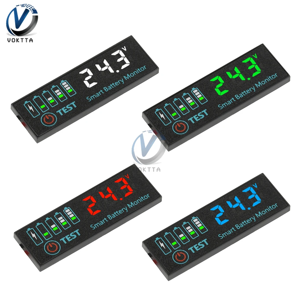 3S-14S Battery Level Indicator DC7-55V LED Digital Voltmeter 12V 24V 36V 48V Voltage Battery Charging Tester Power Display Board