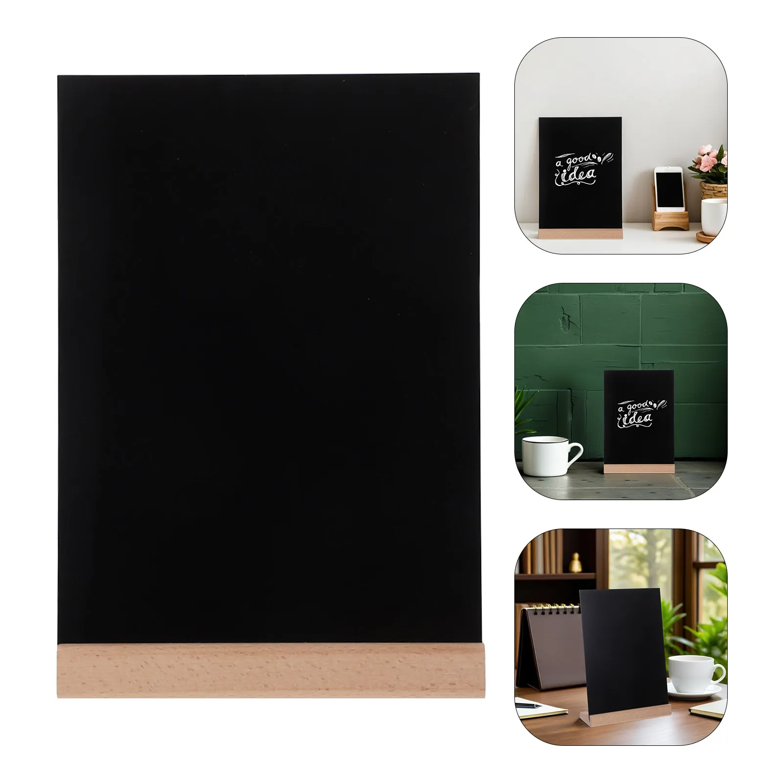 1Set Mini Desktop Chalkboard Sign A4 Size Wood Base Message Board for Wedding Buffet Food Table Numbers Desk Dry Erase Board