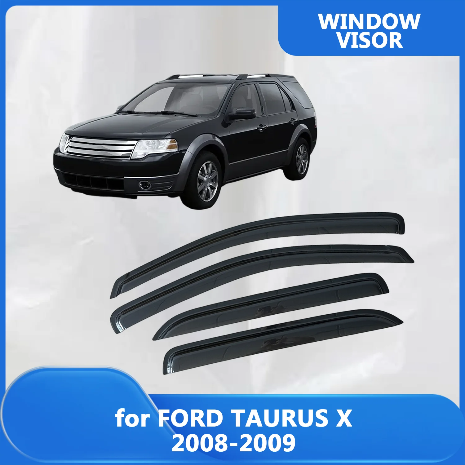 

Window Visor for FORD TAURUS X 2008 2009 Wind Deflectors Rain Guards Door Visor Vent Shades Rain Outside-Mount Tape On