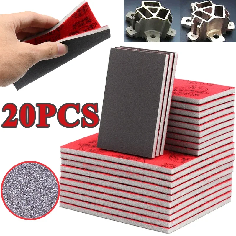 20PCS Sanding Sponge 180-2500 Mesh Ultra Fine Washable Reusable Metal Rust Removal Wet Dry Dual-use Polishing Soft Sandpaper