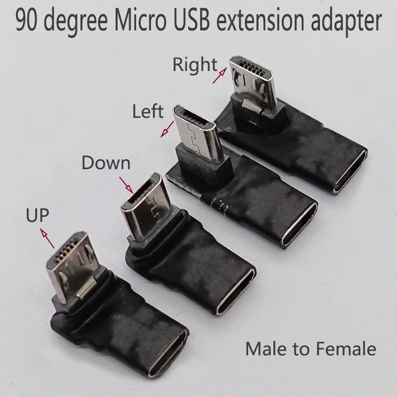 Image of 1 Stück Tragbarer 90-Grad-Micro-USB-Adapter, Aufwärts- und Abwärts- sowie Links- und Rechts-Winkelversion, Micro-5-Pin-Buchse auf Micro-USB-Stecker Verlängerungsadapter
