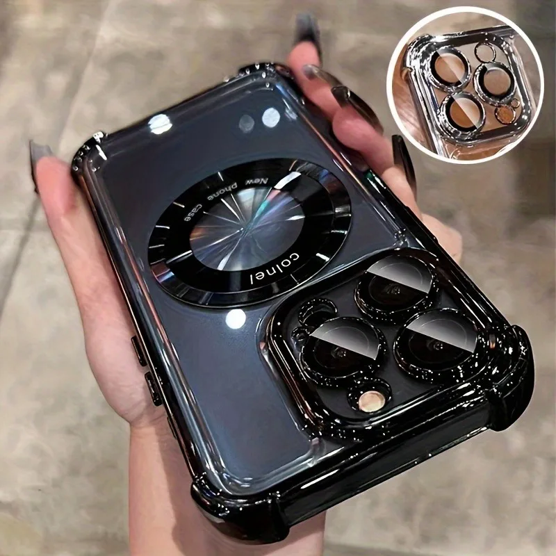 Funda Magsafe chapada de lujo a la moda para iPhone 17 16 15 14 13 12 11 Pro Max Plus, funda protectora de carga inalámbrica magnética