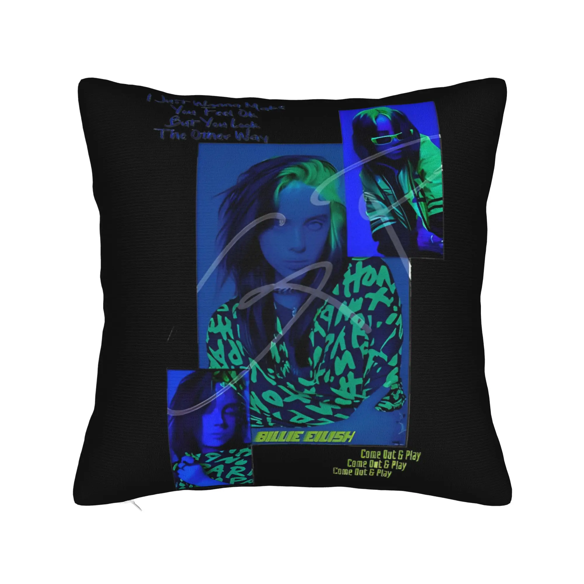 Billies Eilish Hip Hop Pillowcase Double-sided Printing Polyester Cushion Cover Gift  Throw Pillow Case Cover Chair Zippered