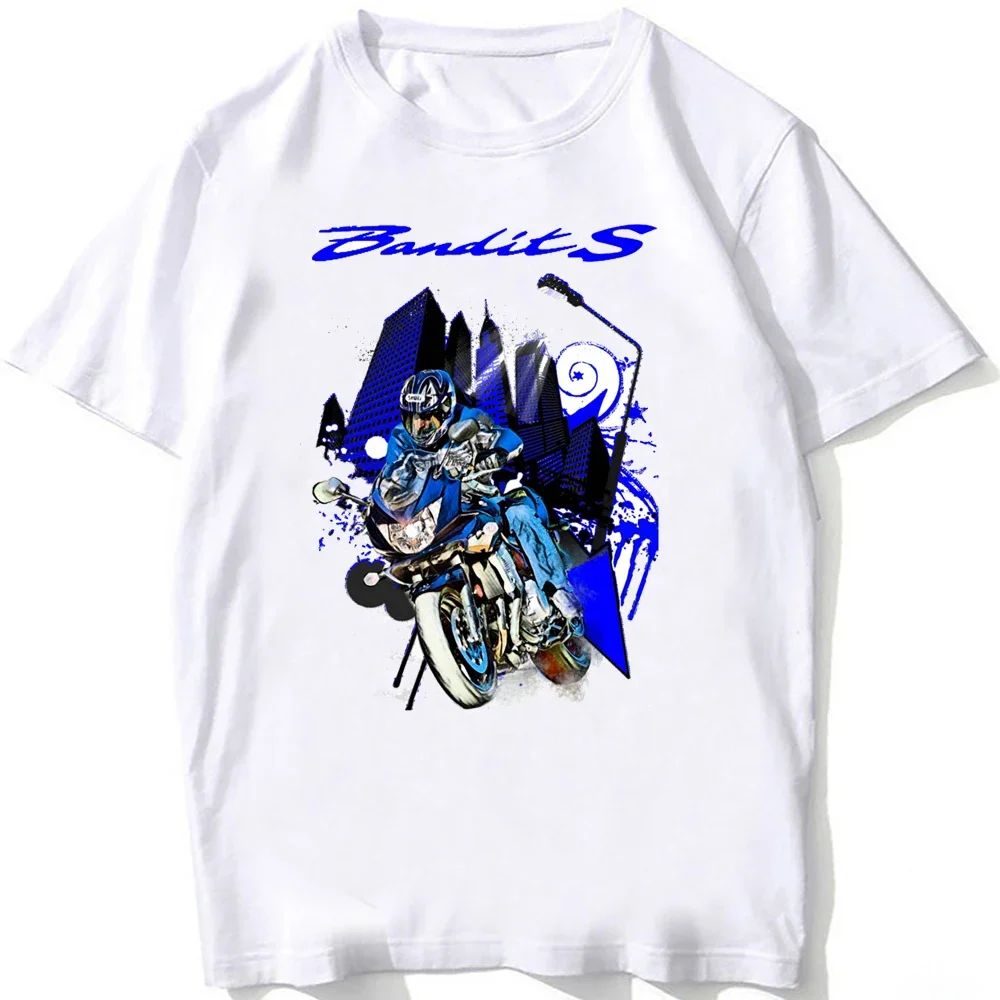 Gsf bandit-クラシックなオートバイのTシャツ,半袖,白,カジュアル,ヒップホップスタイル,バイカーアドベンチャー,1250s,夏