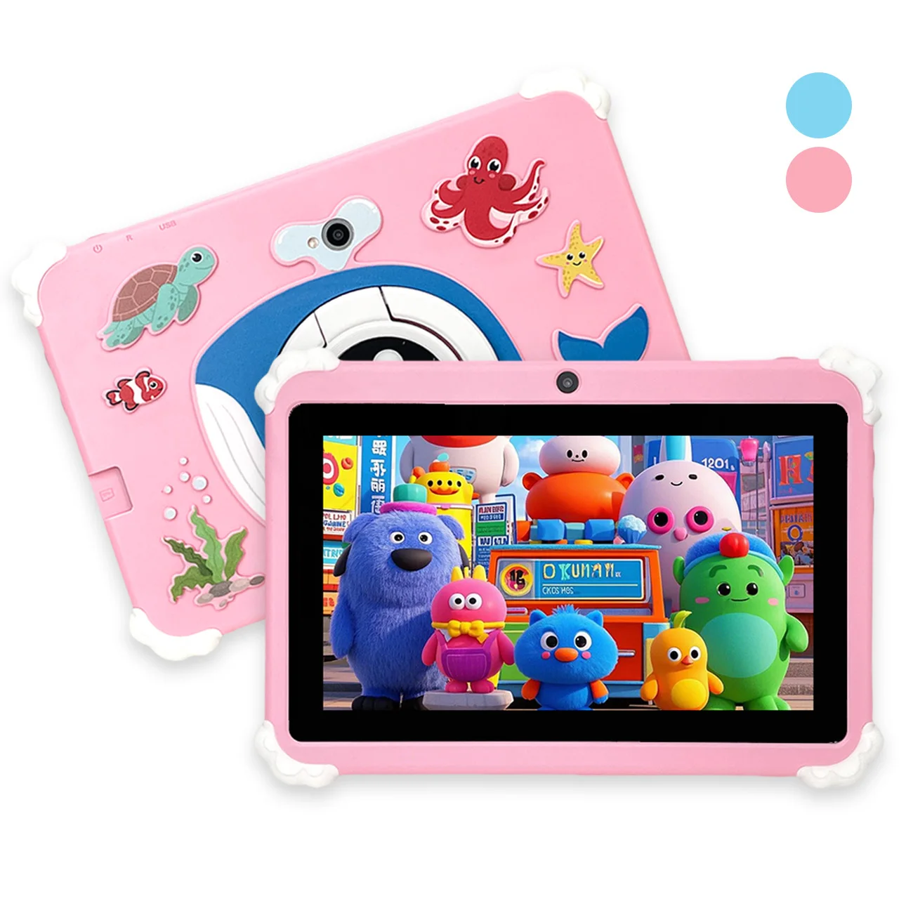 Kids Tablet 7Inch Android 12WiFi Bluetooth Expandable Storage Children Tablet with Parent Control,dual cameras,Children's Gift