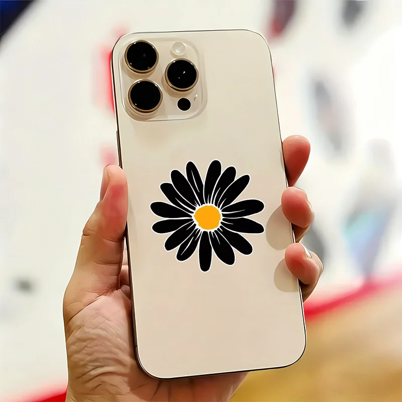 

9Pcs Black Daisy 2D Flat Vinyl Stickers, Waterproof Self-Adhesive Decals for Car, Laptop & Water Bottle