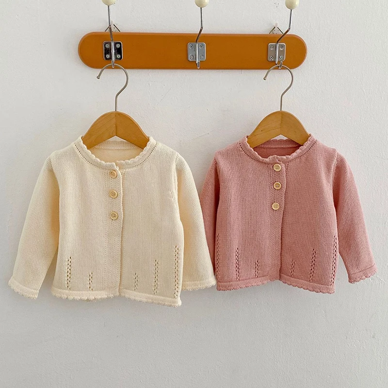 Cardigan tricoté à manches longues pour bébés filles de 0 à 3 ans, couleur Pure, doux, automne