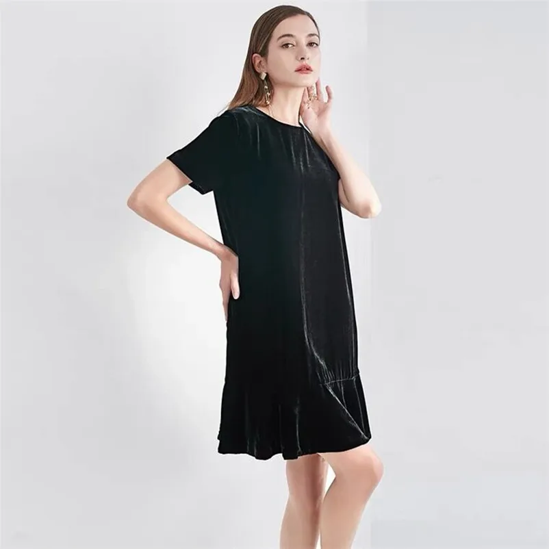 Festes Velours Mini kleid Frauen Sommer Herbst neue Mode Samt Kurzarm elegante Party kleider Club Vestidos