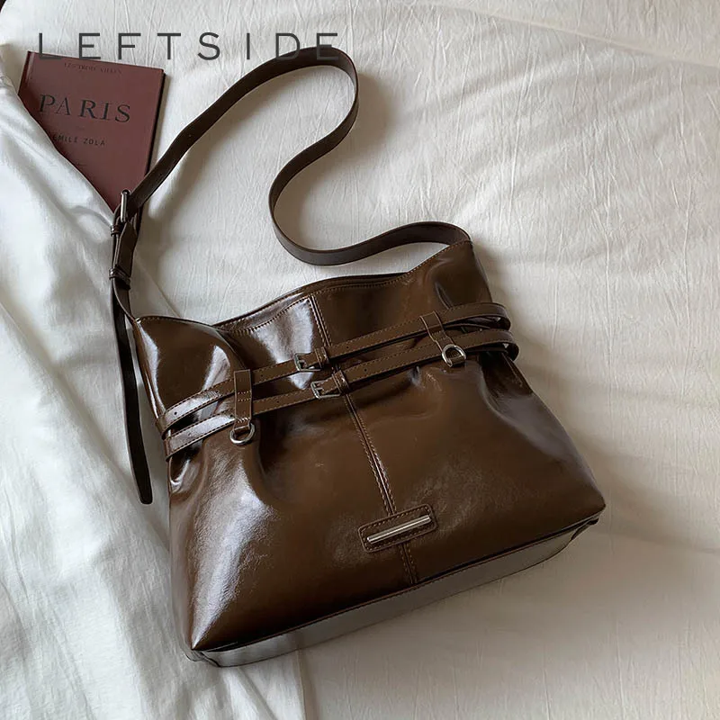 

LEFTSIDE PU Leather Shoulder Bags for Women 2025 Luxury Designer Tote Bag Females Underarm Bag Fashion Handbags and Purses