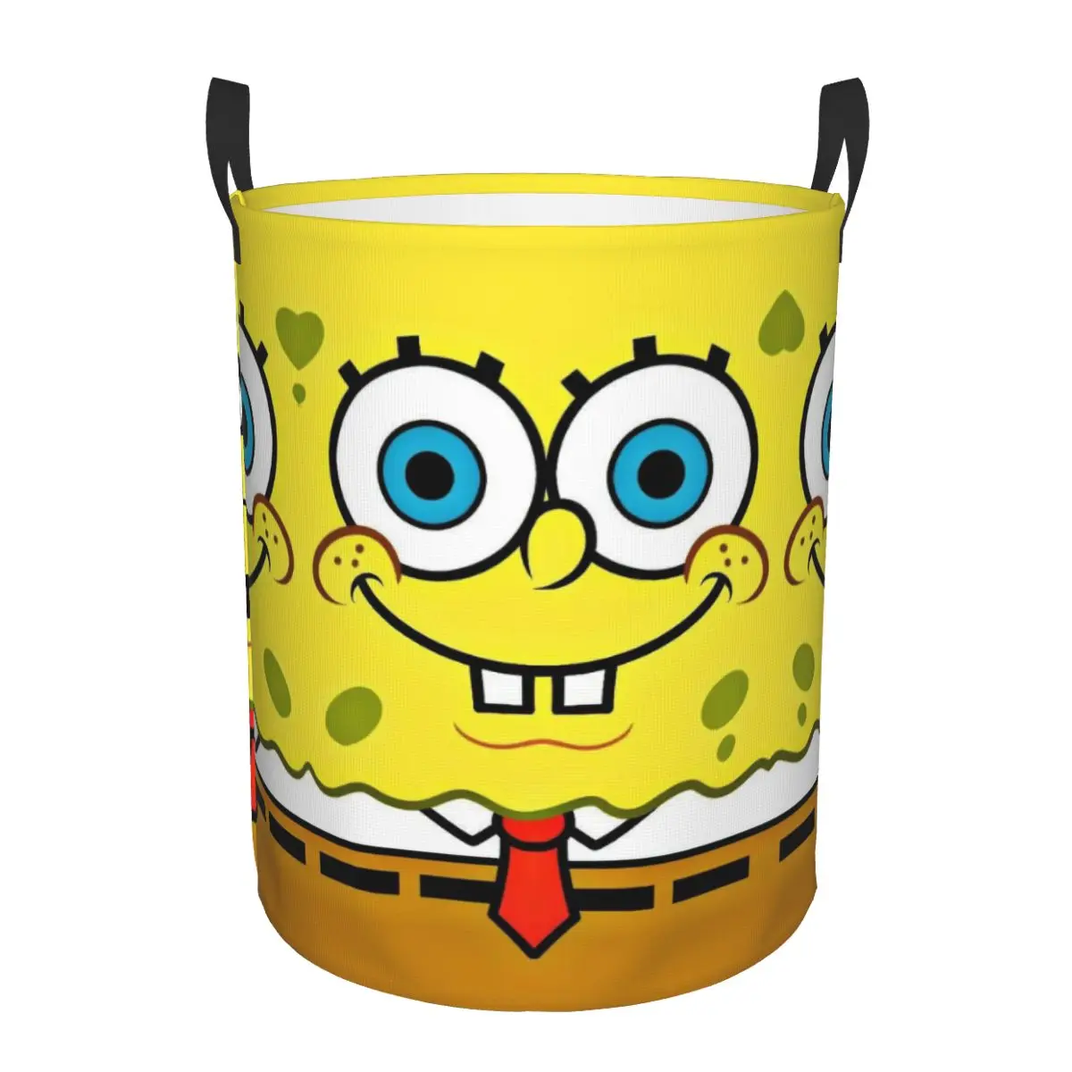 

Breathable Round Laundry Hamper Spongebob Single-Layer Dirty Clothes Basket with Easy-Care Fabric for Home Organization